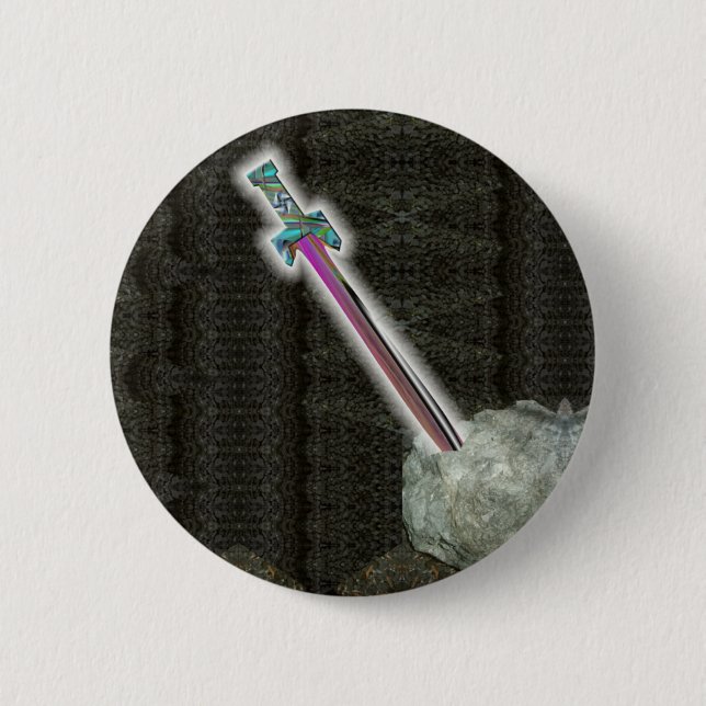 Badge Rond 5 Cm Bouton d'Excalibur (Devant)