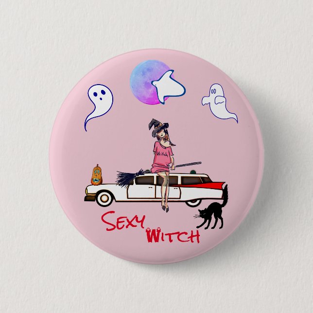 Badge Rond 5 Cm Bouton d'Halloween rose Fantôme (Devant)