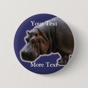 Badge Rond 5 Cm Bouton d'hippopotame