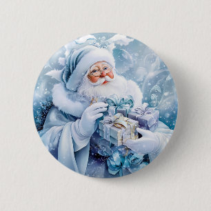 Badge Rond 5 Cm Bouton d'hiver bleu