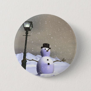 Badge Rond 5 Cm Bouton d'homme de neige