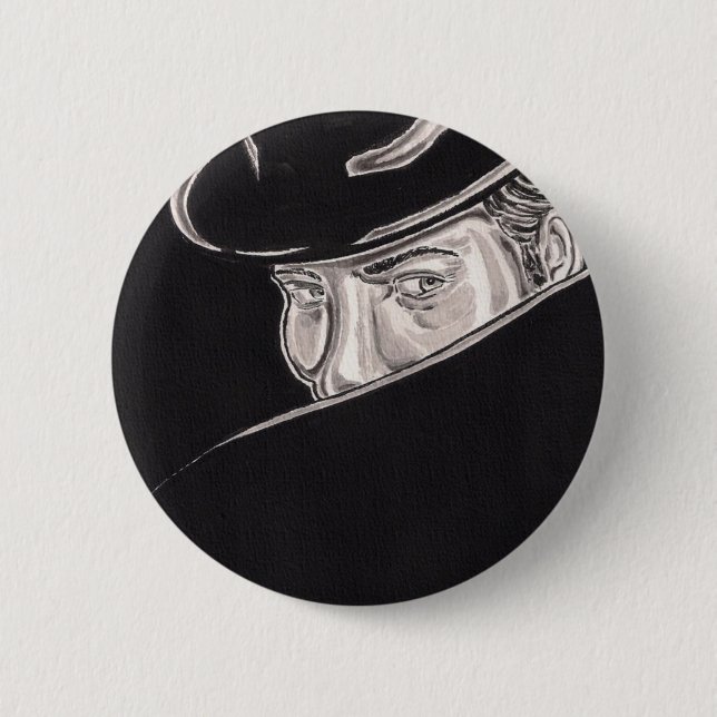 Badge Rond 5 Cm Bouton d'homme d'ombre (Devant)