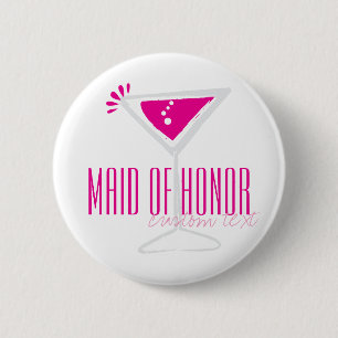 Badge Rond 5 Cm Bouton d'honneur en verre de Martini rose