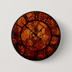 Badge Rond 5 Cm Bouton d'horloge de Steampunk