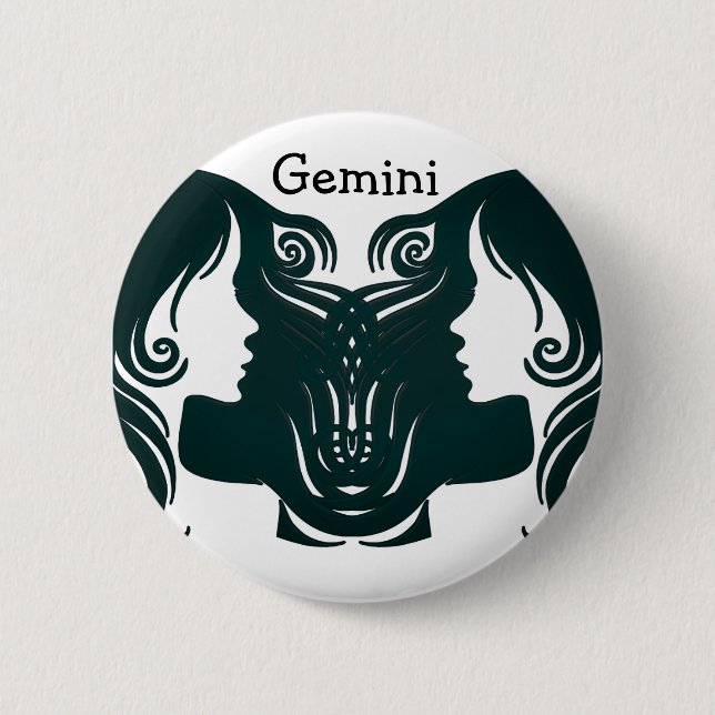 Badge Rond 5 Cm Bouton diaphragme zodiaque Gemini Horoscope (Devant)