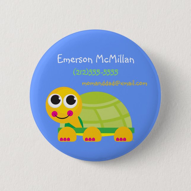 Badge Rond 5 Cm Bouton d'identification de tortue (Devant)