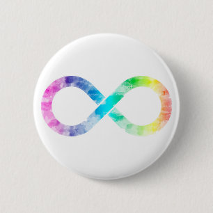 Badge Rond 5 Cm Bouton d'infini d'aquarelle d'arc-en-ciel de