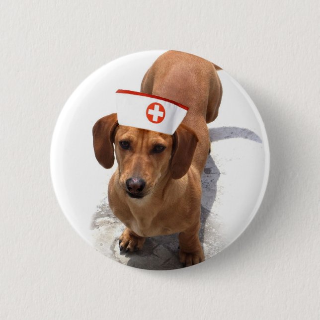 Badge Rond 5 Cm Bouton d'infirmière de teckel (Devant)