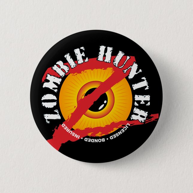 Badge Rond 5 Cm Bouton d'insigne de chasseur de zombi (Devant)