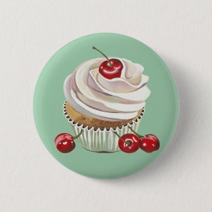 Badge Rond 5 Cm Bouton d'insigne de petit gâteau de cerise de