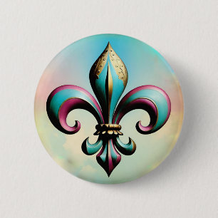 Badge Rond 5 Cm Bouton d'insigne Fleur de lis
