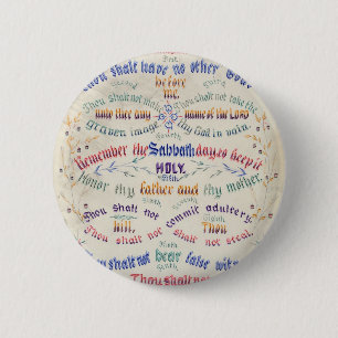 Badge Rond 5 Cm Bouton Dix Commandements