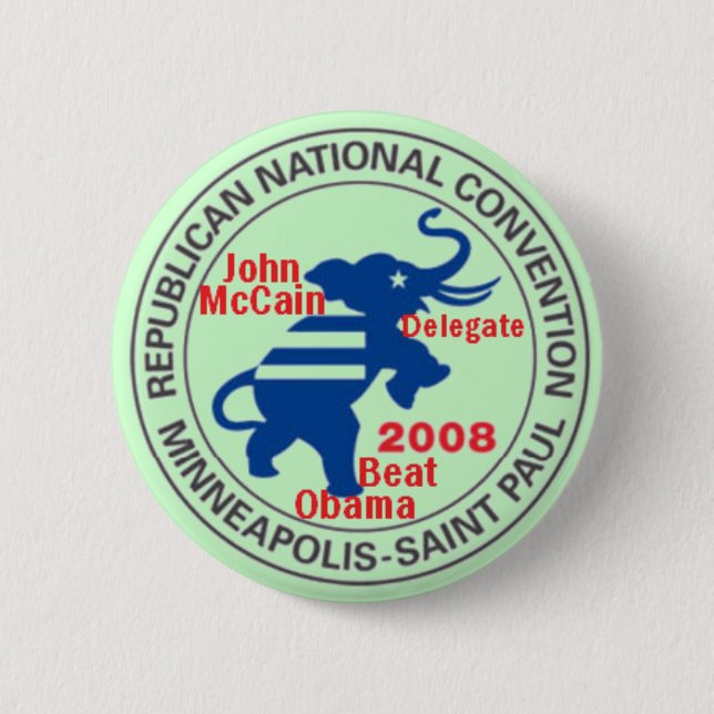 Badge Rond 5 Cm Bouton d'OBAMA de convention de McCAIN anti (Devant)
