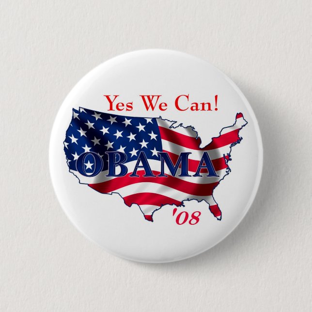 Badge Rond 5 Cm Bouton d'Obama Etats-Unis (Devant)