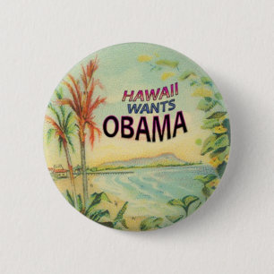 Badge Rond 5 Cm Bouton d'Obama Hawaï