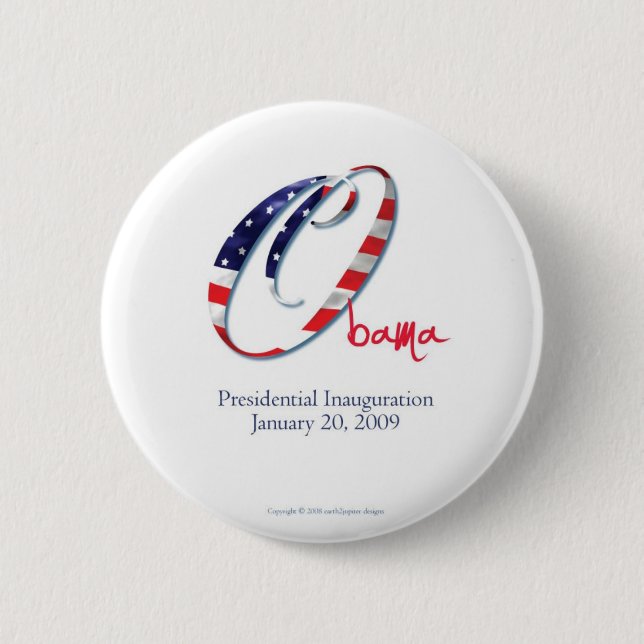 Badge Rond 5 Cm bouton d'Obama-Inauguration-O-drapeau (Devant)
