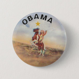 Badge Rond 5 Cm Bouton d'Obama/Natif américain