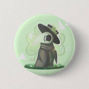Badge Rond 5 Cm Bouton docteur de la peste verte