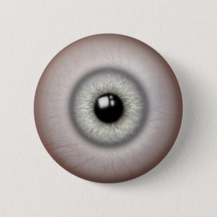 Badge Rond 5 Cm Bouton d'oeil réaliste gris iris