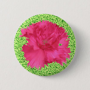 Badge Rond 5 Cm Bouton d'oeillet rose