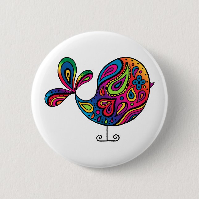 Badge Rond 5 Cm Bouton d'oiseau d'arc-en-ciel (Devant)