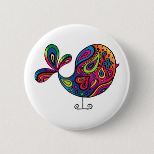 Badge Rond 5 Cm Bouton d'oiseau d'arc-en-ciel