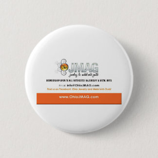 Badge Rond 5 Cm Bouton d'OJMAG avec le logo blanc et orange