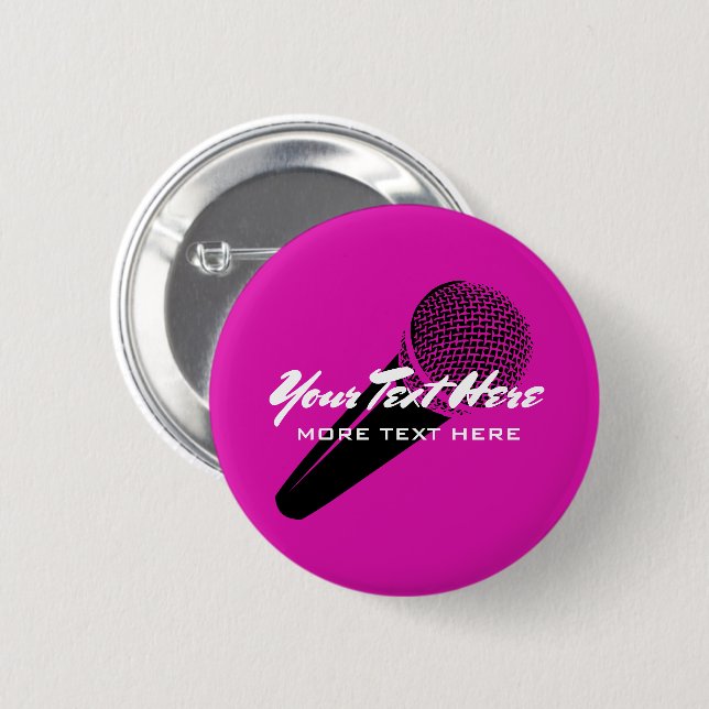 Badge Rond 5 Cm Bouton d'option karaoké micro audio personnalisé (Devant & derrière)