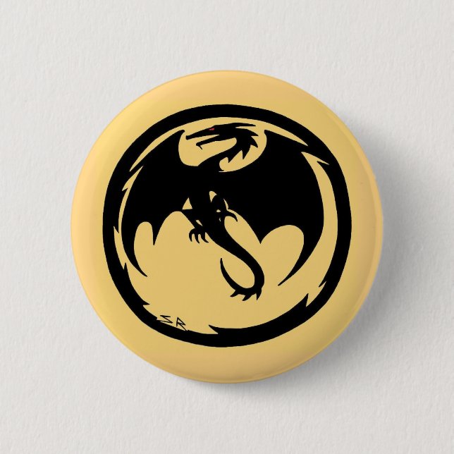 Badge Rond 5 Cm Bouton d'or Black Dragon (Devant)