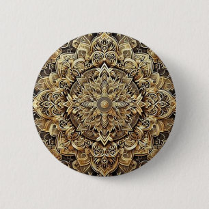 Badge Rond 5 Cm Bouton d'or élégant