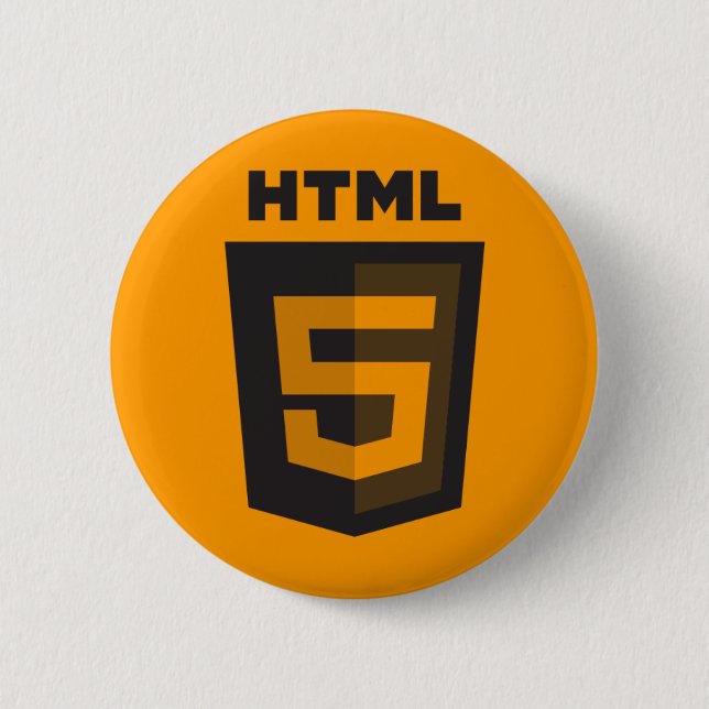 Badge Rond 5 Cm Bouton d'orange de HTML 5 (Devant)