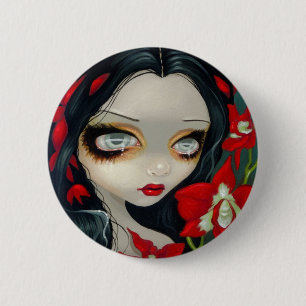 Badge Rond 5 Cm Bouton "d'orchidée de sang"