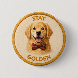 Badge Rond 5 Cm Bouton Doré