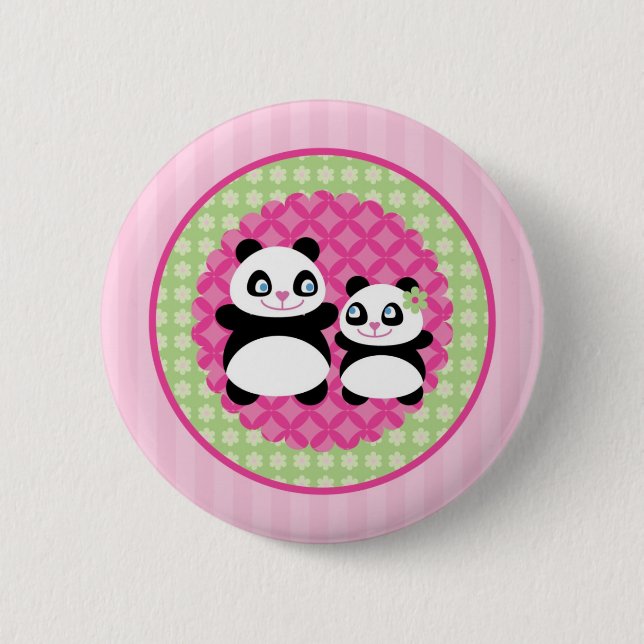 Badge Rond 5 Cm Bouton d'ours panda de fille (Devant)