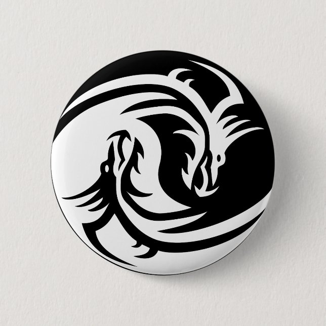 Badge Rond 5 Cm bouton dragons yin yang (Devant)