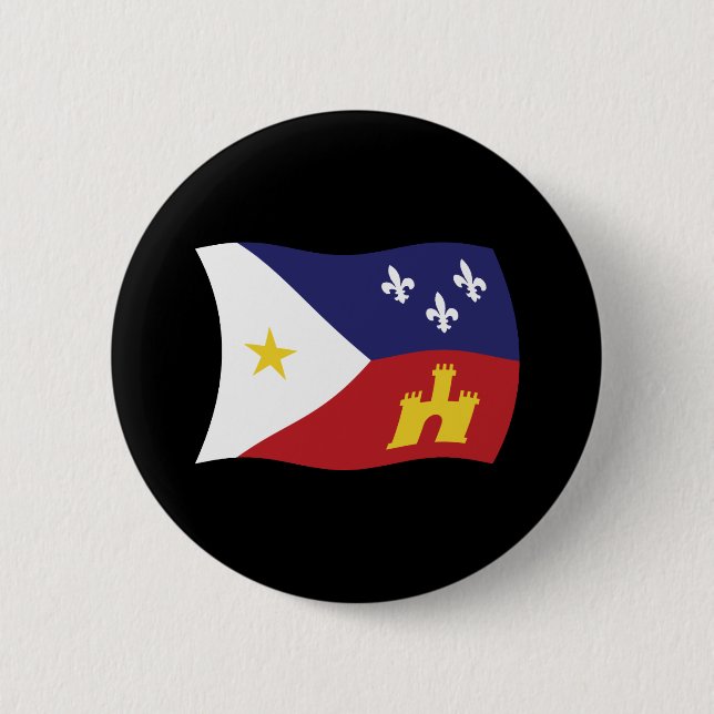 Badge Rond 5 Cm Bouton Drapeau Acadiana (Devant)