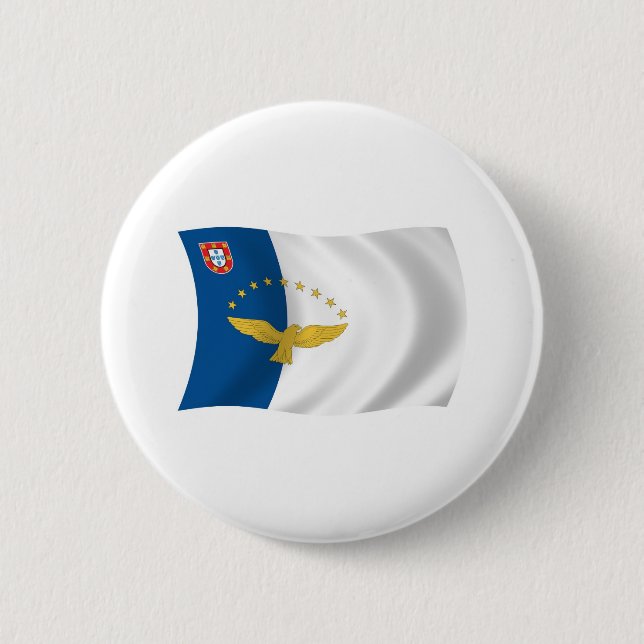 Badge Rond 5 Cm Bouton Drapeau Açores (Devant)