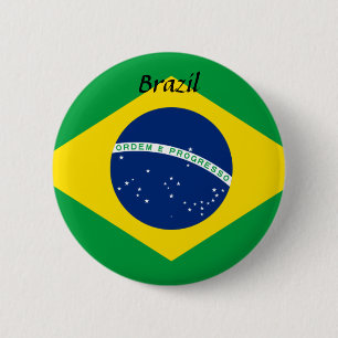 Badge Rond 5 Cm Bouton Drapeau Brésil