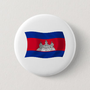 Badge Rond 5 Cm Bouton Drapeau Cambodge