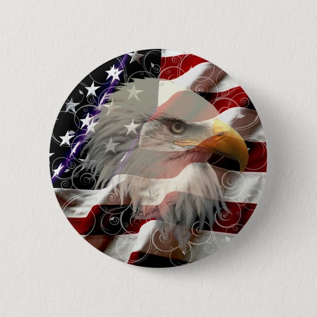 Badge Rond 5 Cm Bouton Drapeau d'aigle américain (Devant)