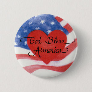 Badge Rond 5 Cm Bouton Drapeau de Dieu Béni Amérique