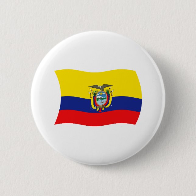 Badge Rond 5 Cm Bouton Drapeau Équateur (Devant)