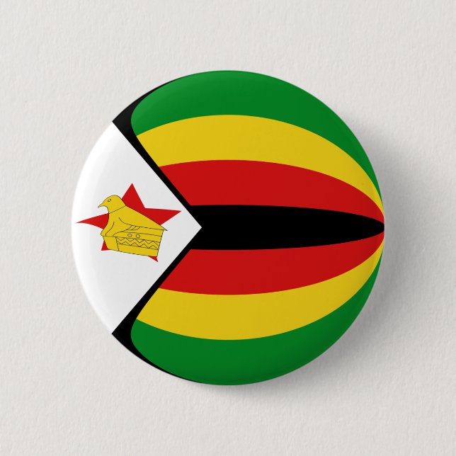 Badge Rond 5 Cm Bouton Drapeau Fisheye du Zimbabwe (Devant)