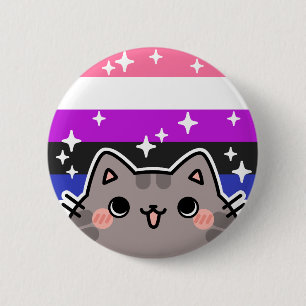 Badge Rond 5 Cm Bouton Drapeau Genderfluide LGBT Pride