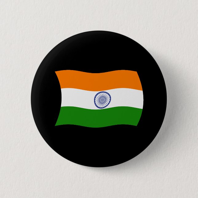 Badge Rond 5 Cm Bouton Drapeau Inde (Devant)