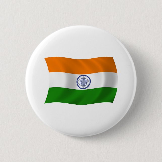 Badge Rond 5 Cm Bouton Drapeau Inde (Devant)
