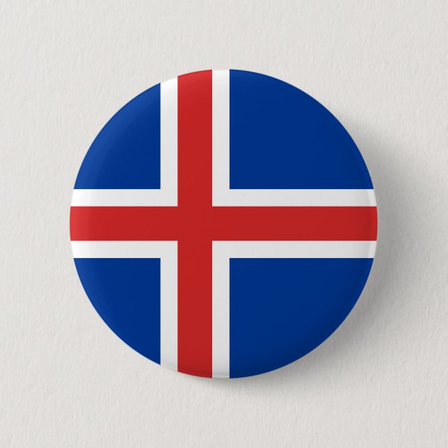 Badge Rond 5 Cm Bouton Drapeau Islande (Devant)