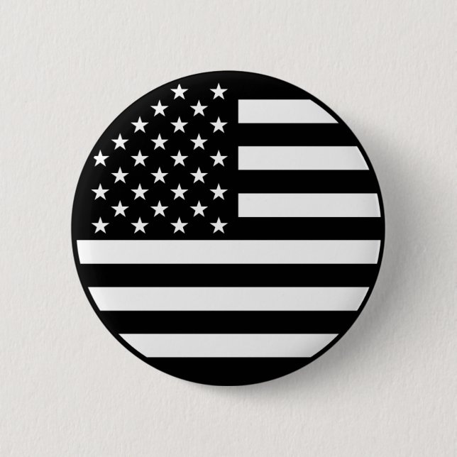 Badge Rond 5 Cm Bouton Drapeau Noir Américain (Devant)
