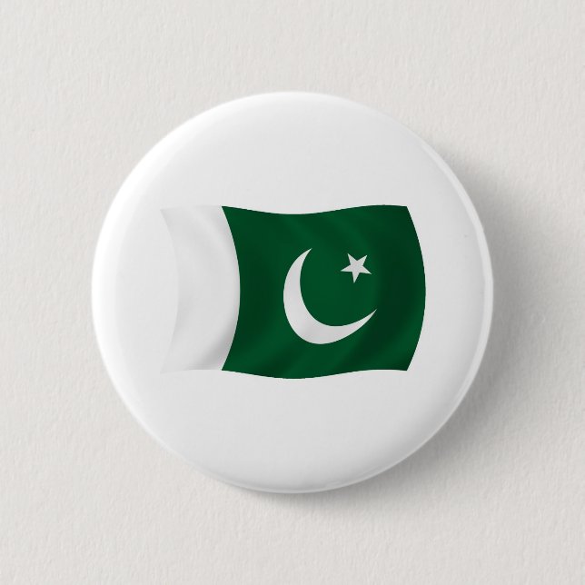Badge Rond 5 Cm Bouton Drapeau Pakistan (Devant)