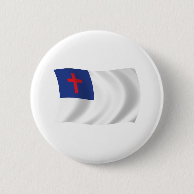 Badge Rond 5 Cm Bouton Drapeau Religion Chrétienne (Devant)